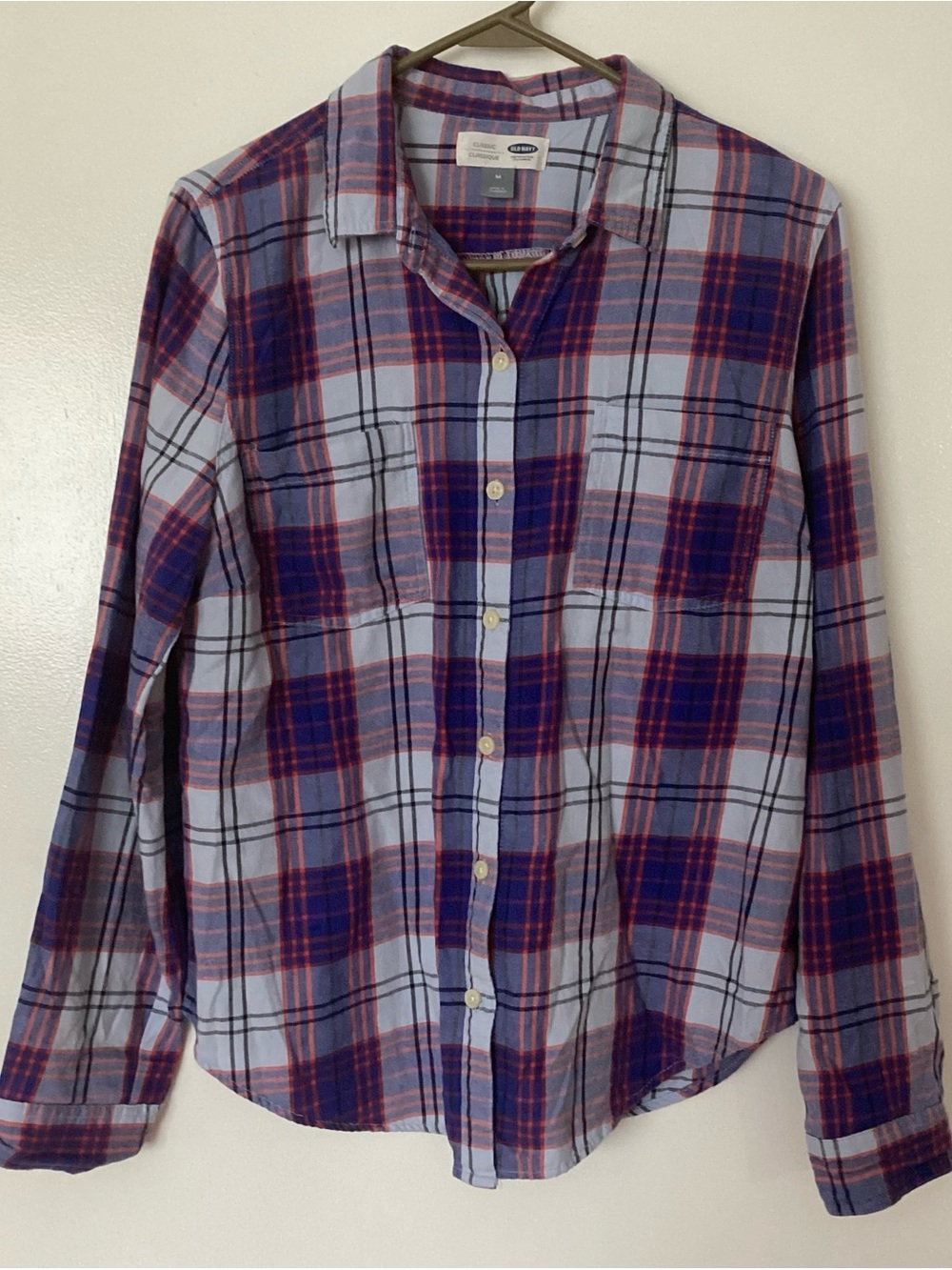 Old Navy Purple and Red Plaid Button-Up Shirt